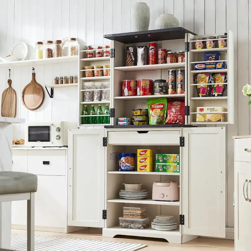 72-Inch Farmhouse Kitchen Pantry Storage Cabinet with Barn Doors