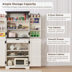72-Inch Farmhouse Kitchen Pantry Storage Cabinet with Barn Doors