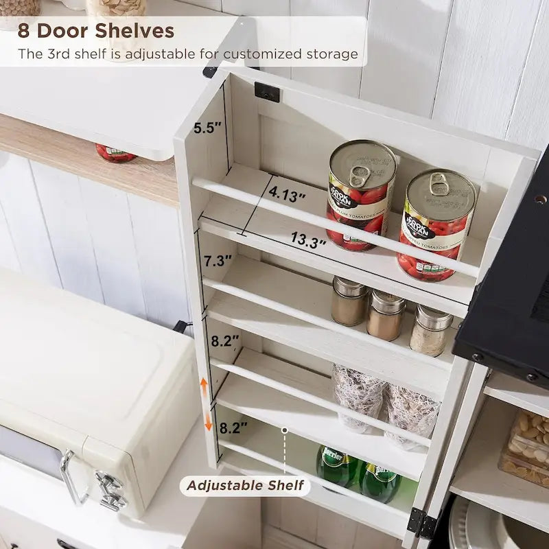 72-Inch Farmhouse Kitchen Pantry Storage Cabinet with Barn Doors