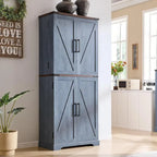 72-Inch Farmhouse Kitchen Pantry Storage Cabinet with Barn Doors