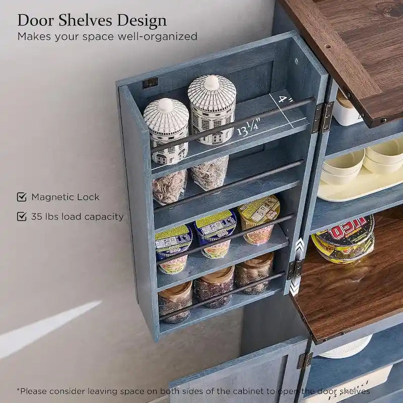 72-Inch Farmhouse Kitchen Pantry Storage Cabinet with Barn Doors