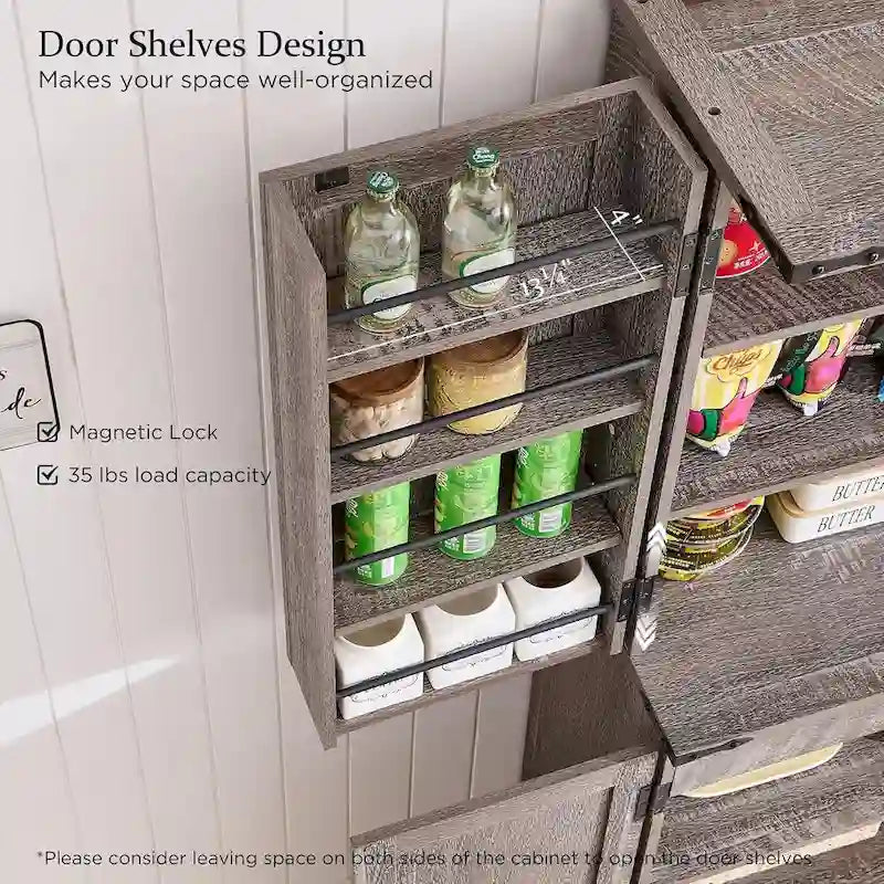72-Inch Farmhouse Kitchen Pantry Storage Cabinet with Barn Doors