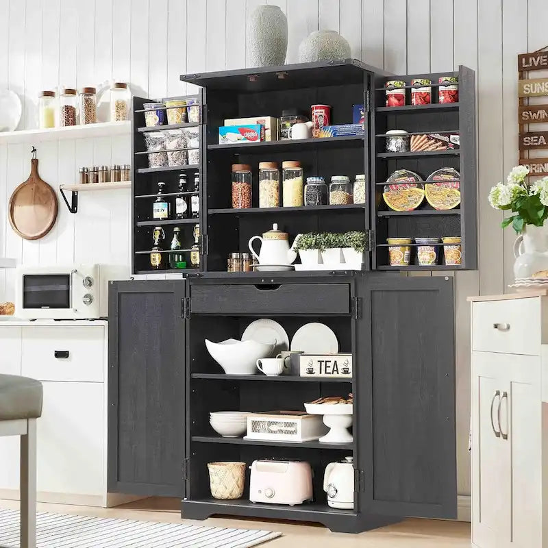 72-Inch Farmhouse Kitchen Pantry Storage Cabinet with Barn Doors