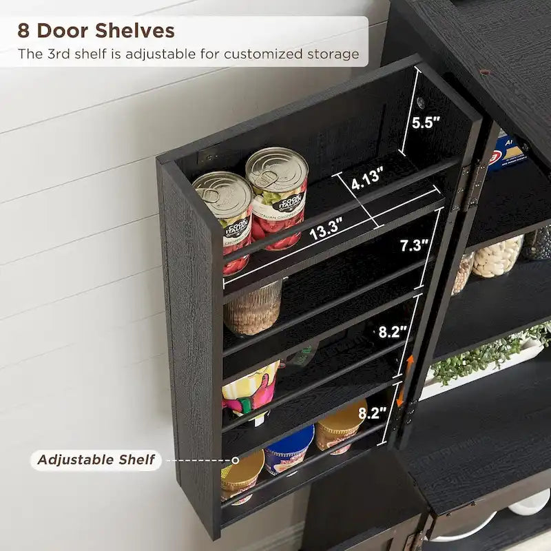 72-Inch Farmhouse Kitchen Pantry Storage Cabinet with Barn Doors