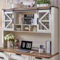 42-Inch Farmhouse Desk Hutch with Sliding Barn Door