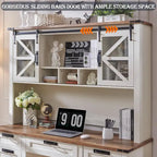 42-Inch Farmhouse Desk Hutch with Sliding Barn Door