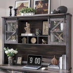42-Inch Farmhouse Desk Hutch with Sliding Barn Door