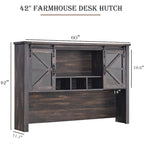 42-Inch Farmhouse Desk Hutch with Sliding Barn Door