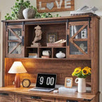 42-Inch Farmhouse Desk Hutch with Sliding Barn Door