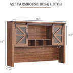 42-Inch Farmhouse Desk Hutch with Sliding Barn Door