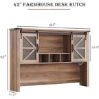 42-Inch Farmhouse Desk Hutch with Sliding Barn Door