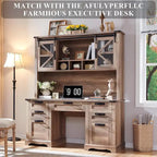 42-Inch Farmhouse Desk Hutch with Sliding Barn Door