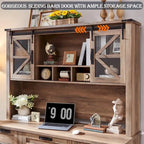 42-Inch Farmhouse Desk Hutch with Sliding Barn Door