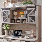 42-Inch Farmhouse Desk Hutch with Sliding Barn Door