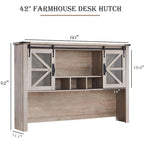 42-Inch Farmhouse Desk Hutch with Sliding Barn Door