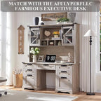 42-Inch Farmhouse Desk Hutch with Sliding Barn Door