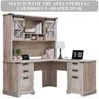 42-Inch Farmhouse Desk Hutch with Sliding Barn Door