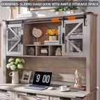 42-Inch Farmhouse Desk Hutch with Sliding Barn Door