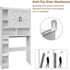Over-the-Toilet Storage Cabinet with Open Shelves and Cabinet Doors
