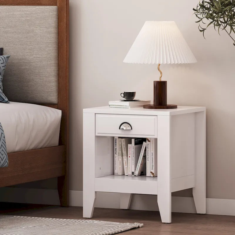 Faux Wood Nightstand with Drawers