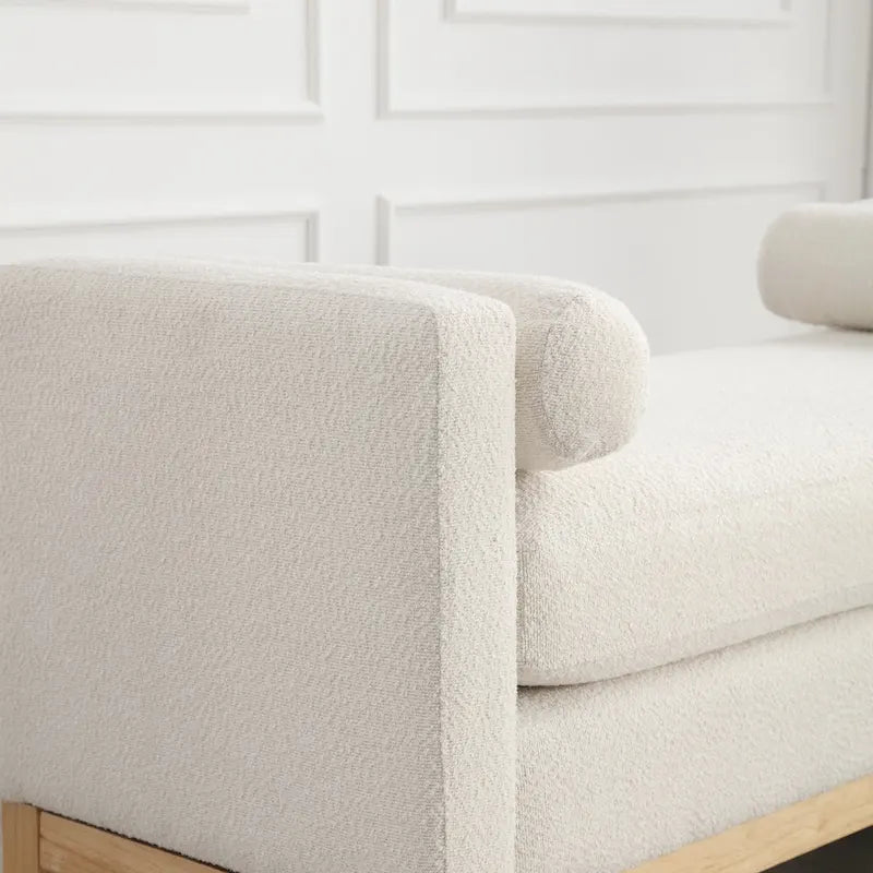 Upholstered Bench with Fluted Wood Detail and High Sides