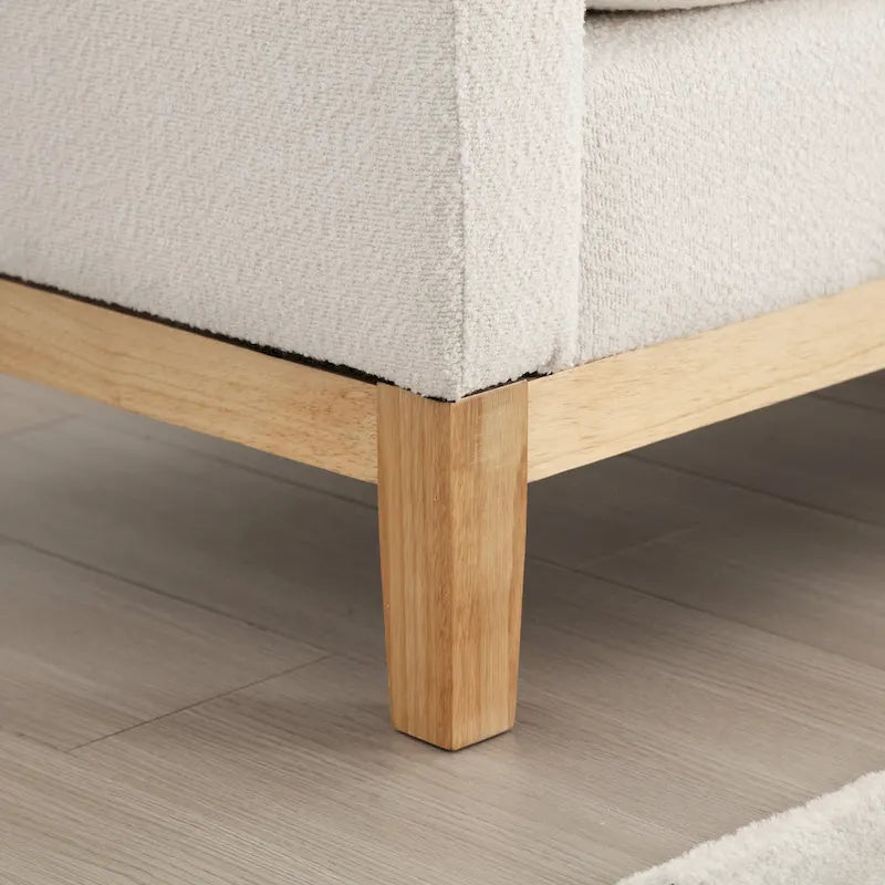 Upholstered Bench with Fluted Wood Detail and High Sides