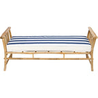 Bamboo Bench with Striped Cushions