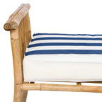 Bamboo Bench with Striped Cushions
