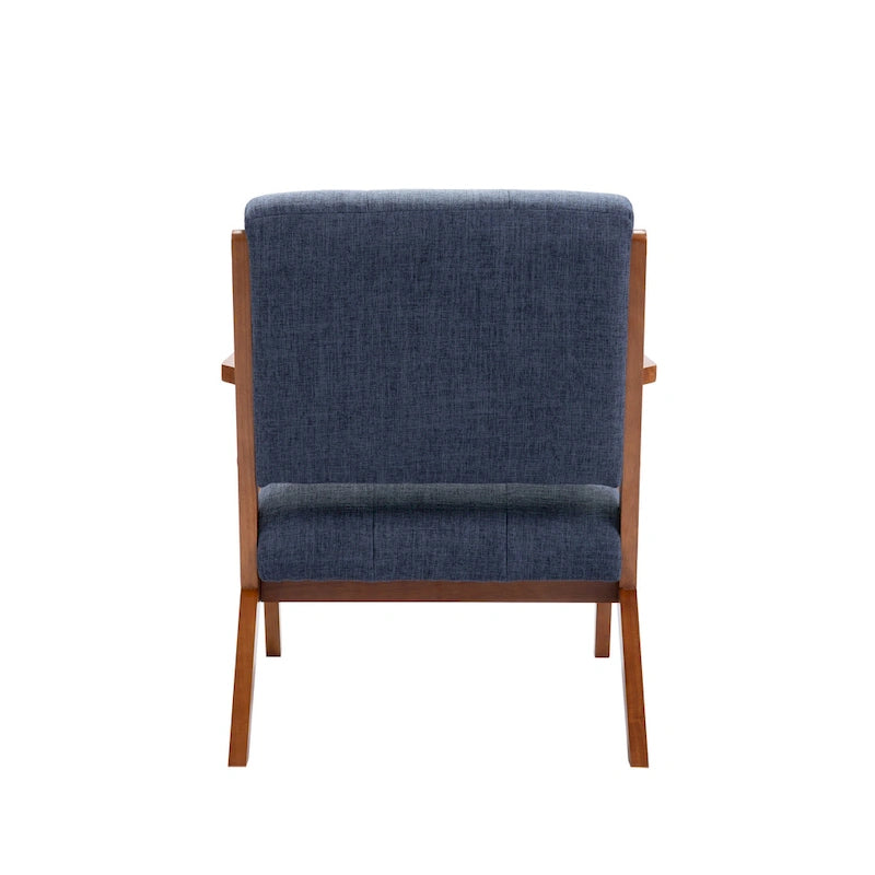 Tufted Fabric Accent Chair with Wooden Legs and Armrests