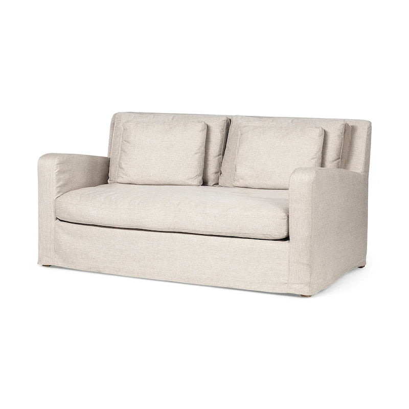 Beige Slipcover Two Seater Sofa