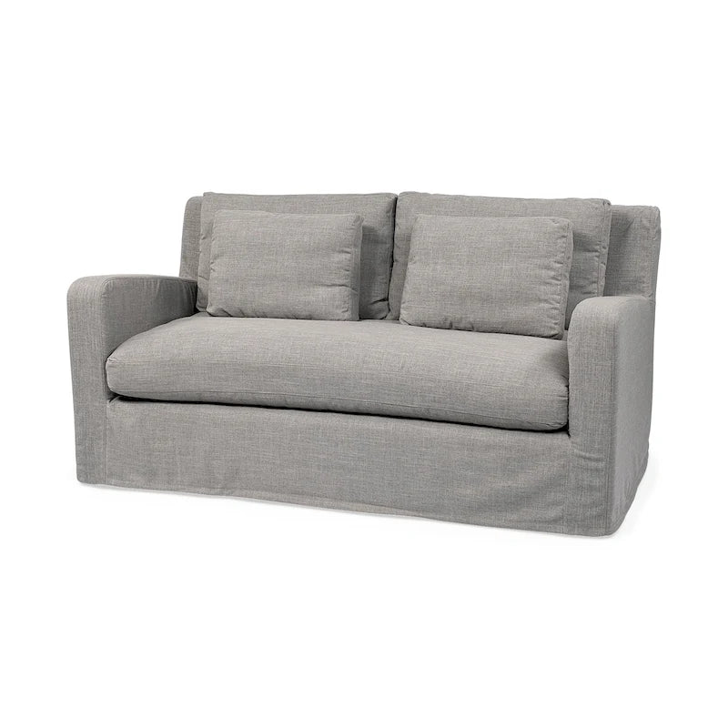 Beige Slipcover Two Seater Sofa