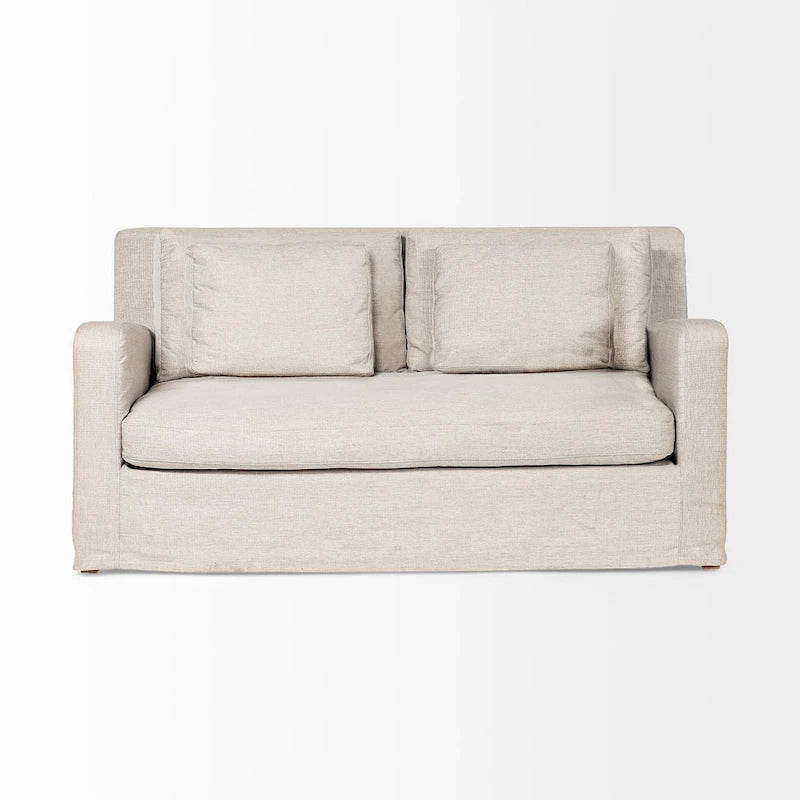 Beige Slipcover Two Seater Sofa
