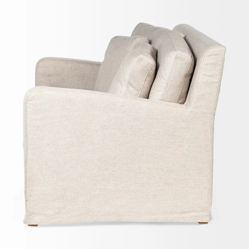 Beige Slipcover Two Seater Sofa