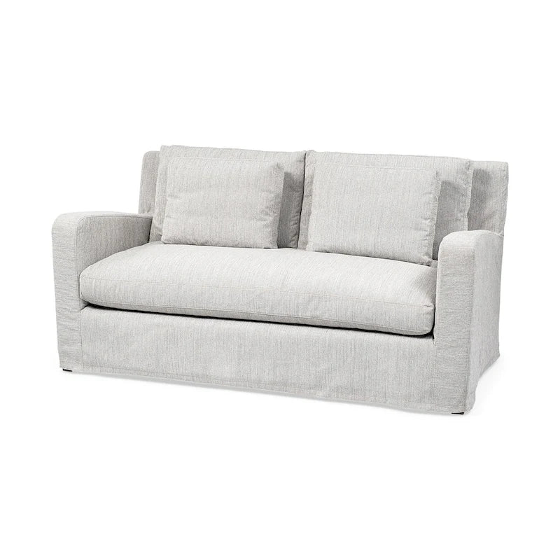 Beige Slipcover Two Seater Sofa
