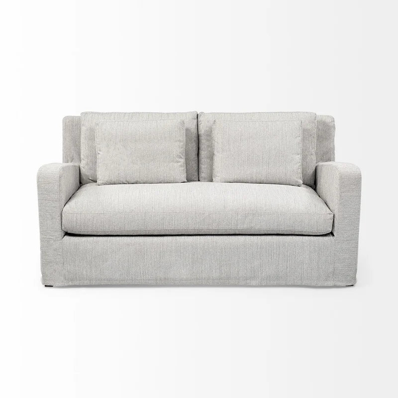 Beige Slipcover Two Seater Sofa