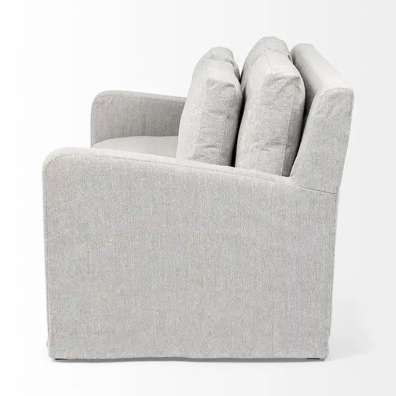 Beige Slipcover Two Seater Sofa