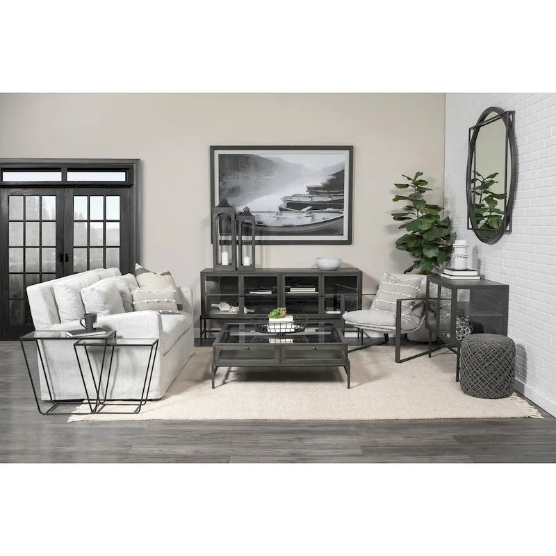 Beige Slipcover Two Seater Sofa