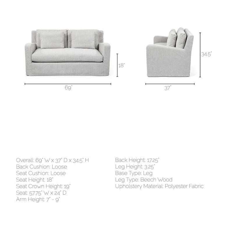 Beige Slipcover Two Seater Sofa
