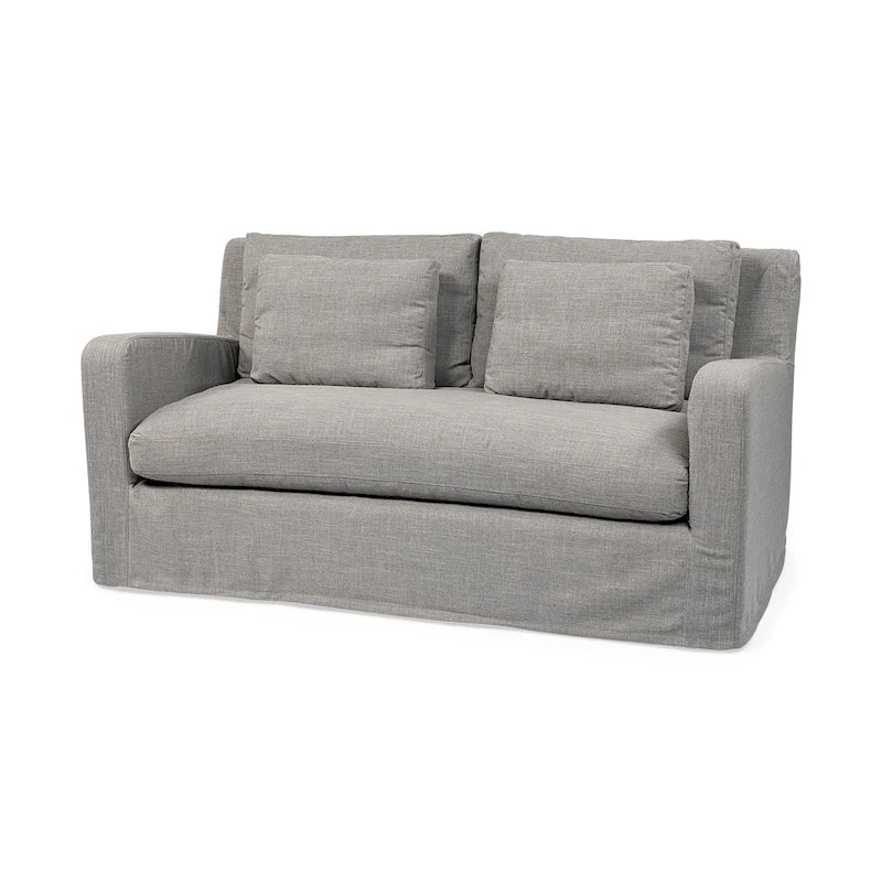 Beige Slipcover Two Seater Sofa