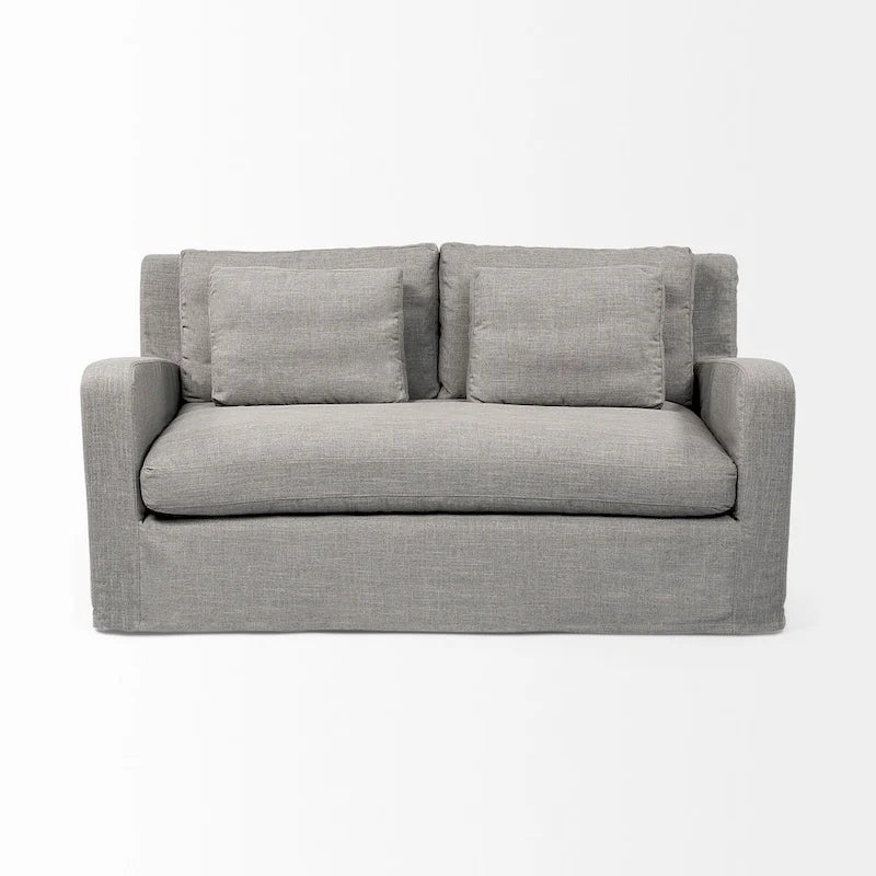 Beige Slipcover Two Seater Sofa