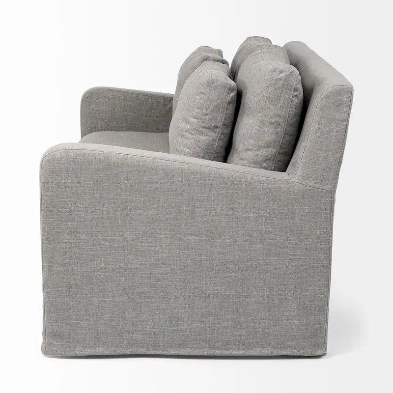 Beige Slipcover Two Seater Sofa