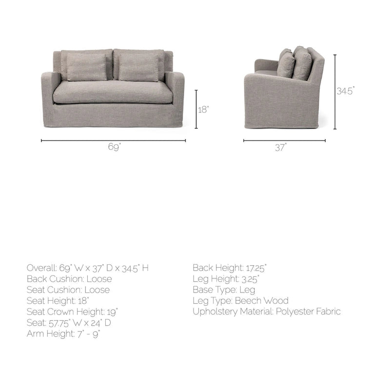 Beige Slipcover Two Seater Sofa