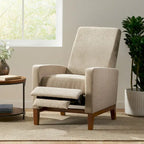 Upholstered Push-Back Recliner Chair with Rubberwood Legs