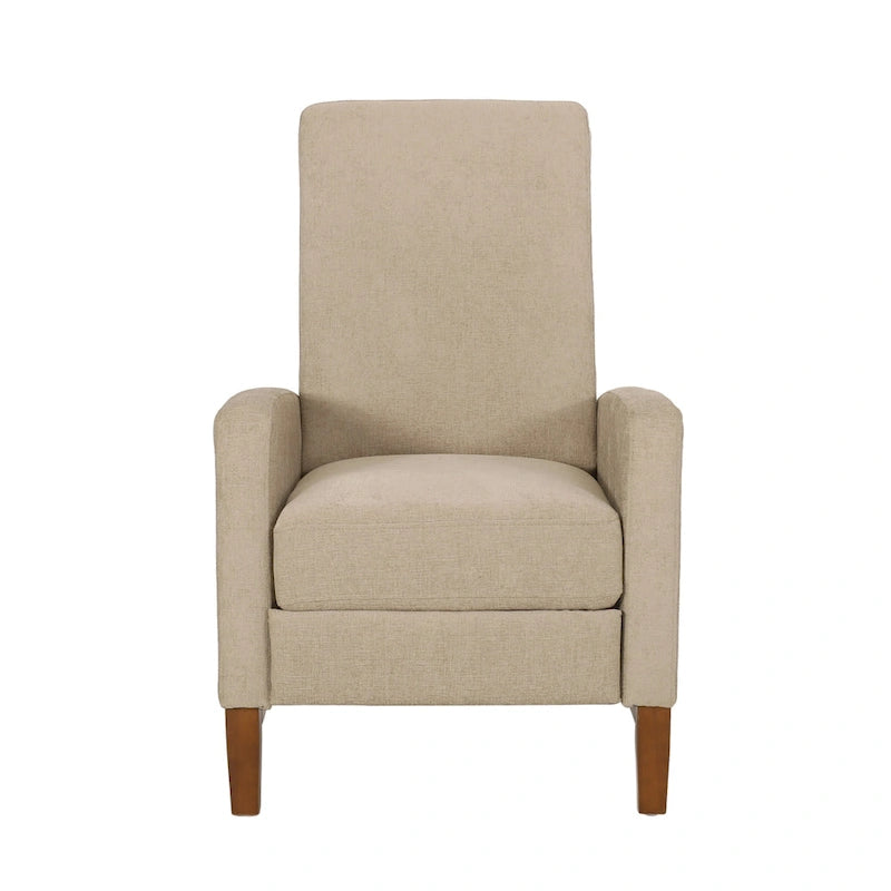 Upholstered Push-Back Recliner Chair with Rubberwood Legs