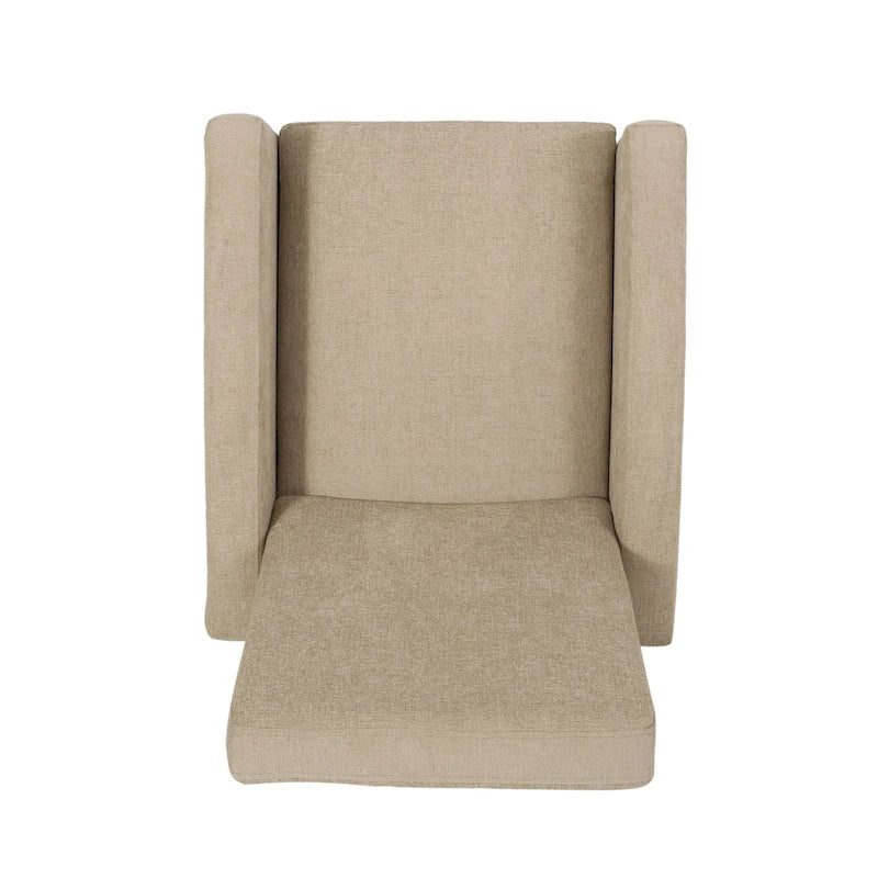 Upholstered Push-Back Recliner Chair with Rubberwood Legs