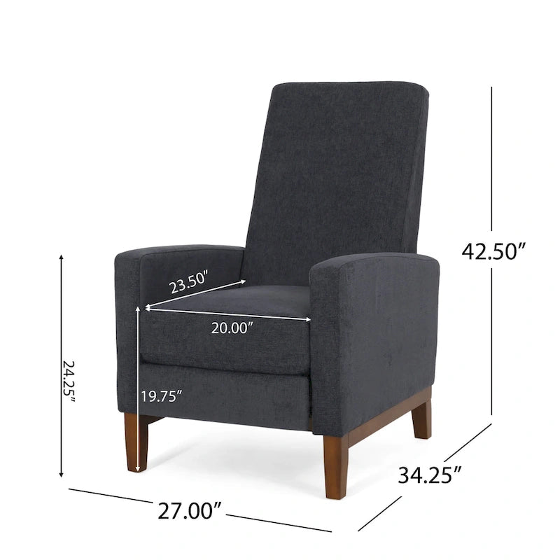 Upholstered Push-Back Recliner Chair with Rubberwood Legs