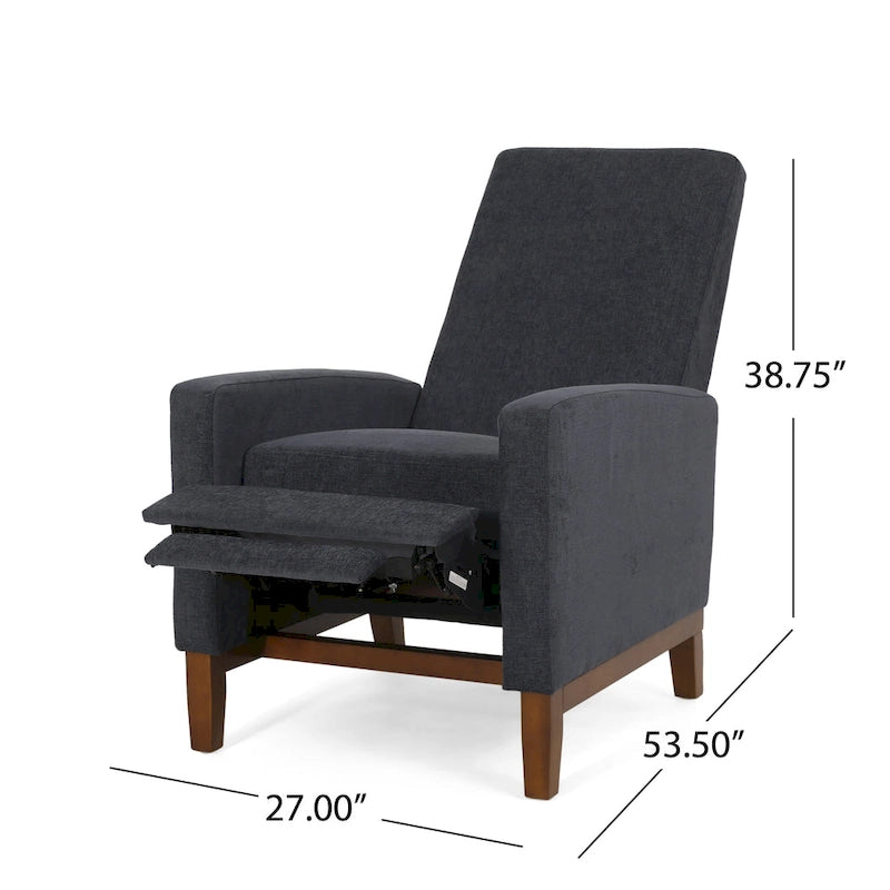 Upholstered Push-Back Recliner Chair with Rubberwood Legs