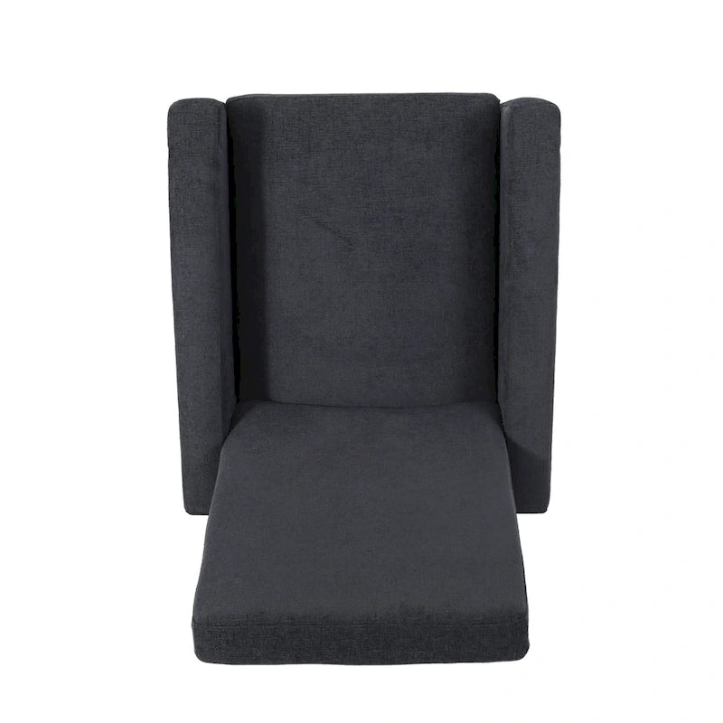 Upholstered Push-Back Recliner Chair with Rubberwood Legs