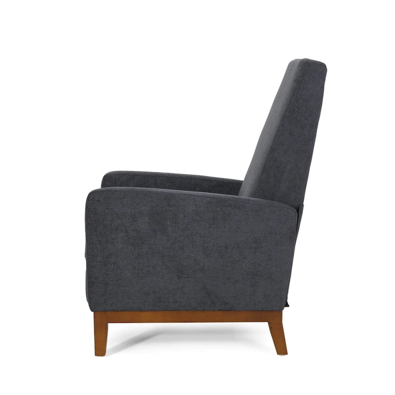 Upholstered Push-Back Recliner Chair with Rubberwood Legs