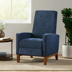 Upholstered Push-Back Recliner Chair with Rubberwood Legs